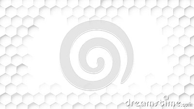 3D abstract background. Embossed Hexagon, honeycomb white Background size 16:9, light, and deep shadow with copy space, Vector. Vector Illustration